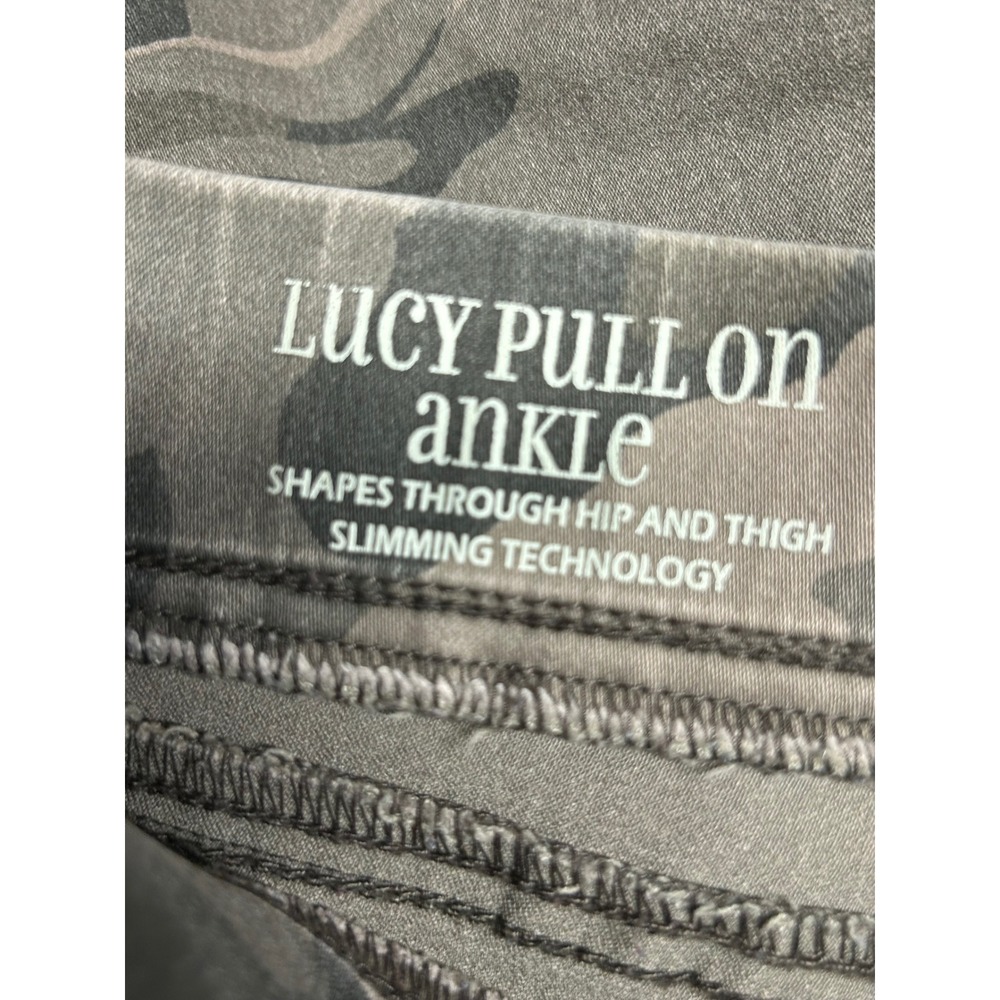 Sound Style Camo Ankle Pants Medium Green Platinum Stretch Pull On Slimming - Picture 6 of 8